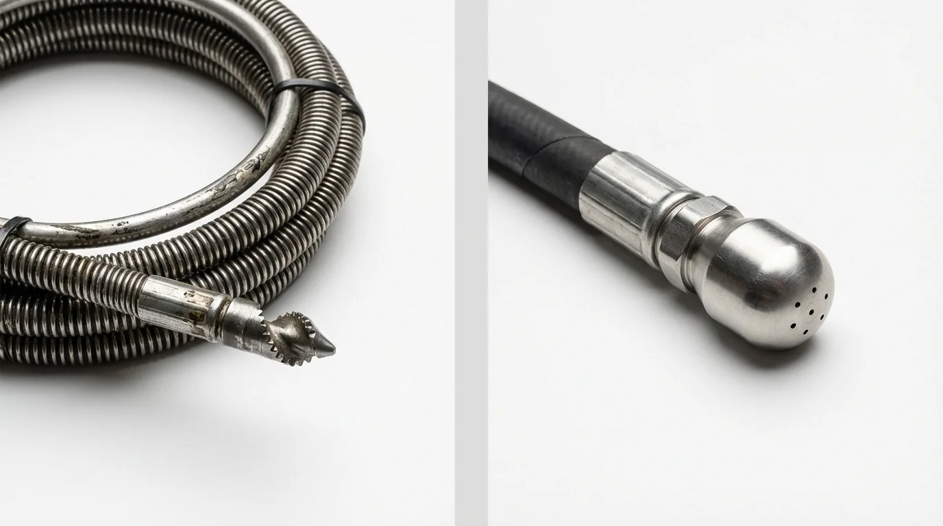 Drain snake cable and hydro jetting nozzle used for drain cleaning in Verona, KY