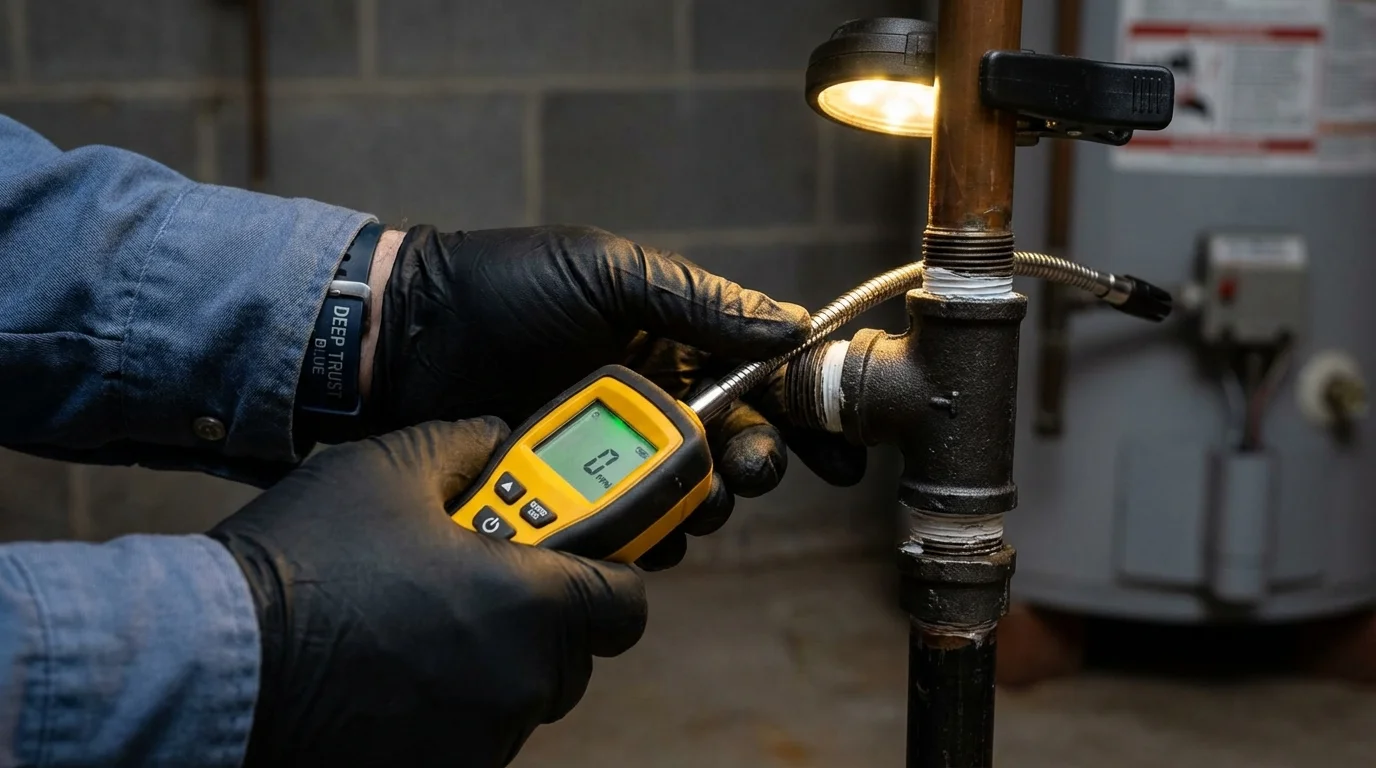 Gas leak detection with electronic sniffer by Johns Plumbing LLC in Verona