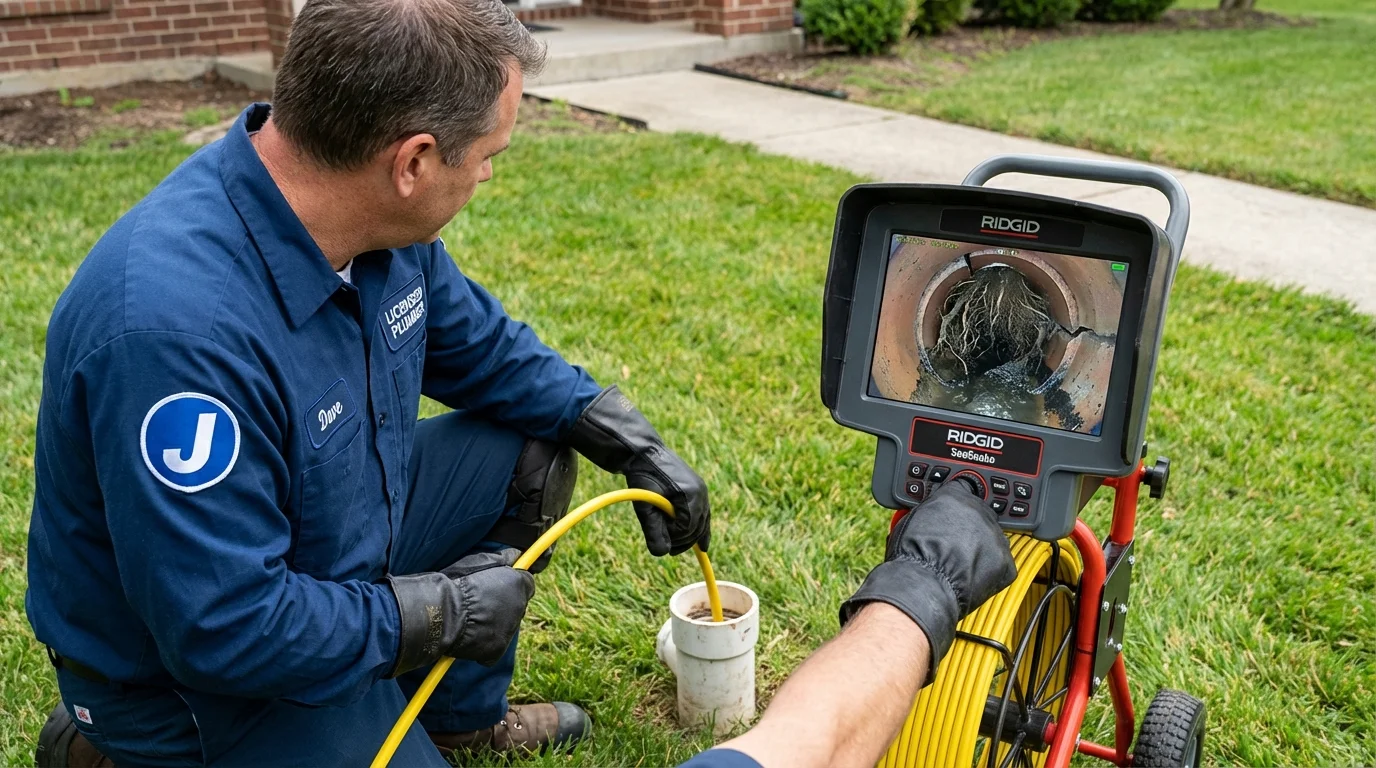 Sewer camera inspection being performed by Johns Plumbing LLC in Verona